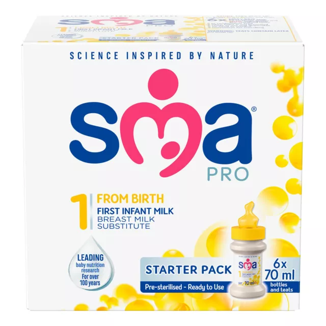 SMA Pro First Infant Milk From Birth 6 X 70ml Starter Pack