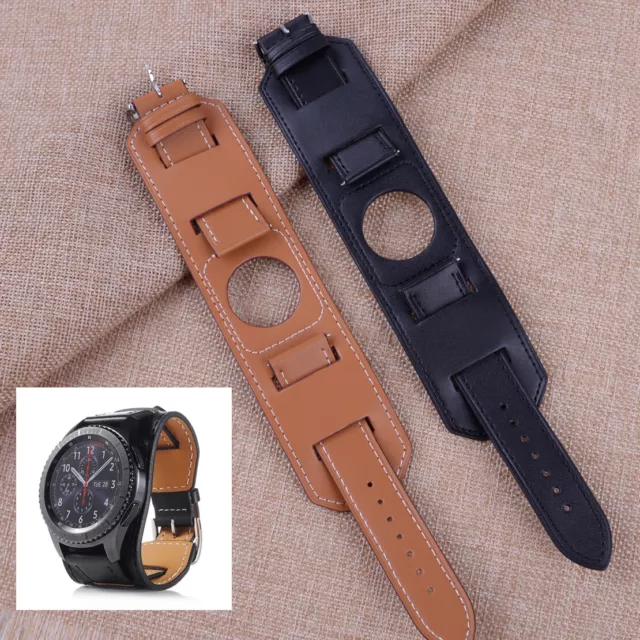 22mm Real Leather Watch Band Frontier Cuff Wrist Strap pour Samsung Gear S3 rt