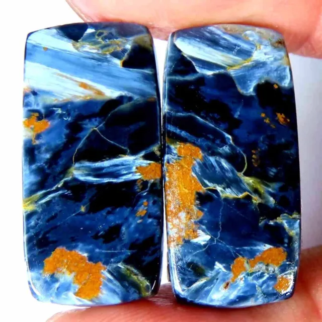 20.60Cts.100%Natural Blue Pietersite Matched Pair Cushion Cab 10x22x4mm Gems