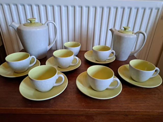 Poole Pottery Vintage Twintone Green & Seagull Coffee Set