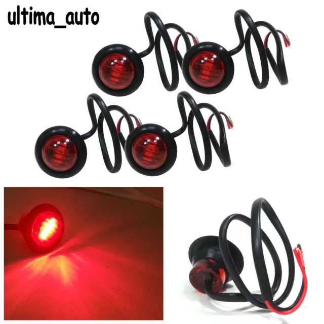 4X 24V Umriss Rund Heck Marker 3 LED Rot Lichter Lampen für Man DAF Scania Volvo