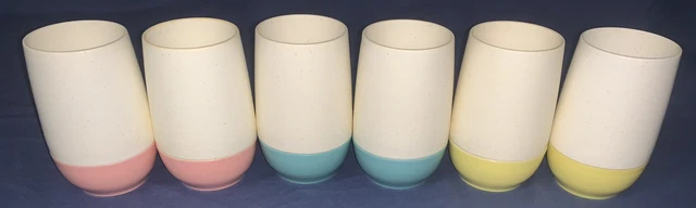f5 6 4 1/4” Aqua PINK  YELLOW VACRON Bopp-Decker Vacuum Plastic Tumblers Glasses