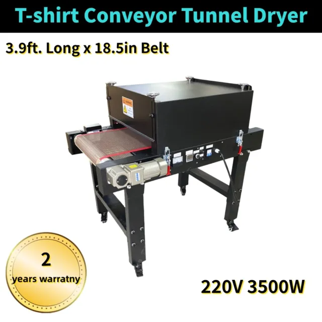 Small T-shirt Conveyor Tunnel Dryer 3.9ft x 18.5" Belt for DTF Screen Printing