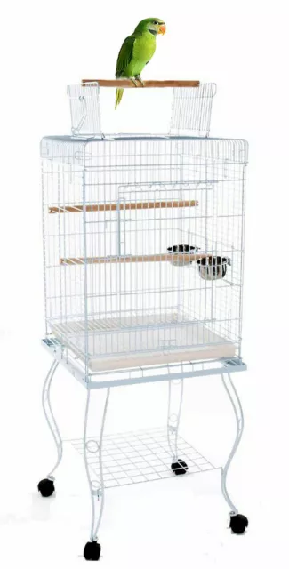 LARGE Open Perch Stand Square Play-Top Parrot Bird Rolling Stand Cage Cockatoo