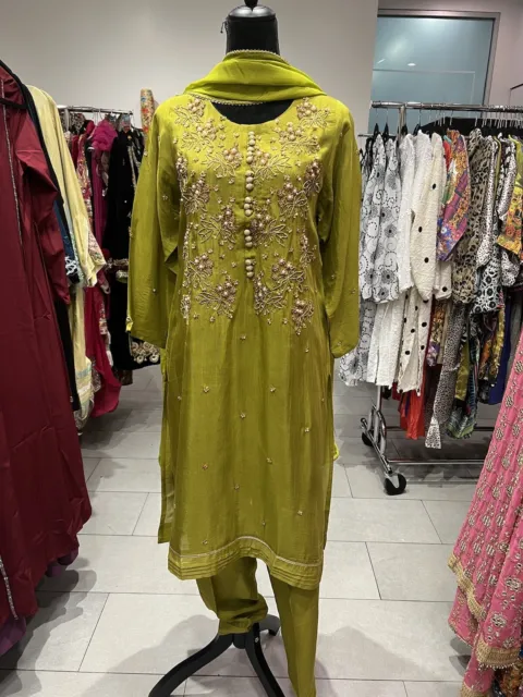 New Designer Embroidered Silk Pakistani Dress( Shalwar Kameez)/Agha Noor