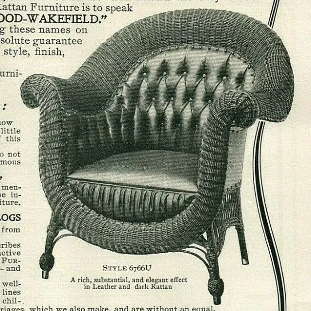 1905 Victorian Wicker Rattan Chair Furniture Heywood Wakefield PAEPR AD  2222