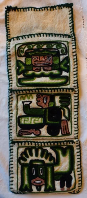Vintage Hand Made Wall Hanging Art Aztec So America Peru Design Mail Card Holder