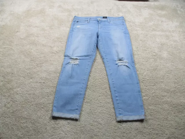 AG Adriano Goldschmied Jeans Womens 32 Blue The Stilt Roll Up Cigarette Stretch