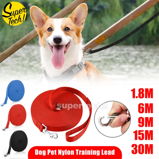 1.8M-30M Long Nylon Training Leash Dog Lead Pet Puppy Recall Rope Obedience Slip