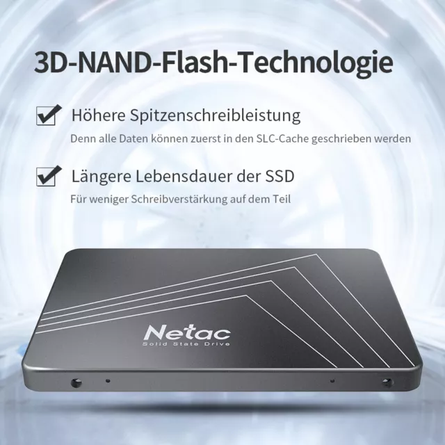 Netac 1TB SSD intern 2,5 Zoll SATA III 6Gb/s Festplatte Solid State Drive 3