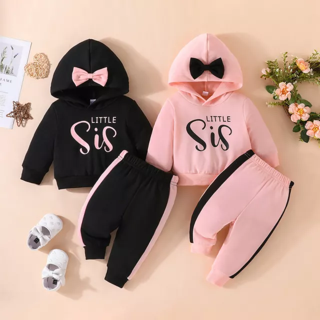 Newborn Baby Girls Hooded Sweatshirt Pants Tracksuit Toddler Clothes Outfit Set