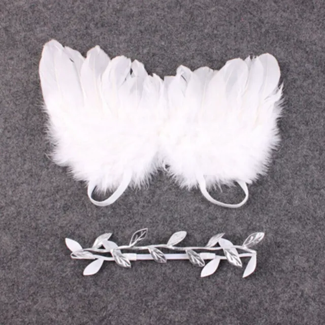 Newborn Baby White Angel Wings Headband Costume Photo Photography Props 2
