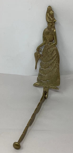 Vintage Brass Victorian Woman Wall Mount FOLDING HANGER Hook Clothes Rack