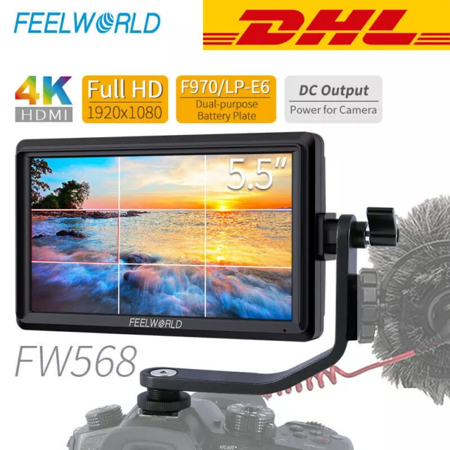 FEELWORLD FW568 5.5 Inch Camera Field DSLR Monitor 4K HDMI for Sony Nikon Canon