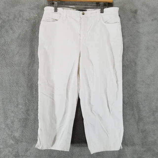 NYDJ Capri Crop Pants Womens 10 White Lift Tuck Not Your Daughters Jeans