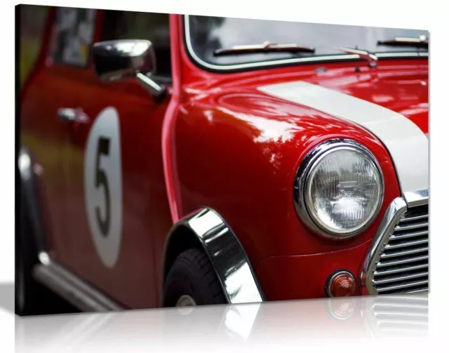 Red Classic Mini Cooper  Canvas Wall Art Picture Print Home Decor