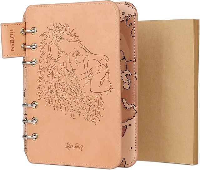 Agenda in Pelle Quaderno a spirale in pelle leone, formato A6, a righe...