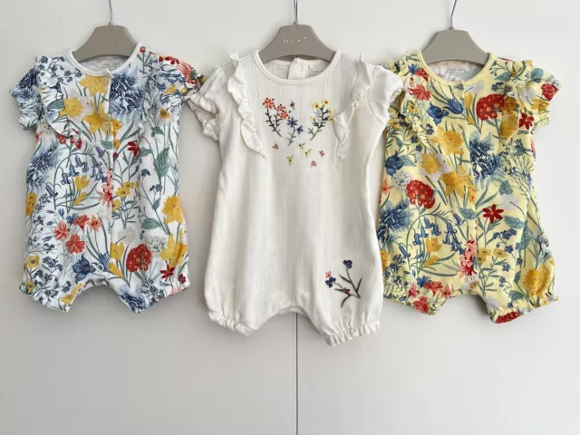 NEXT Baby Girls Summer Rompers Up To 1 Month Flowers Floral GC