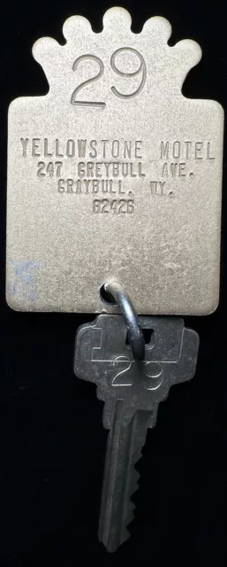 BEST WESTERN YELLOWSTONE MOTEL Hotel Room Key Brass Fob #29 Graybull Wyoming 2