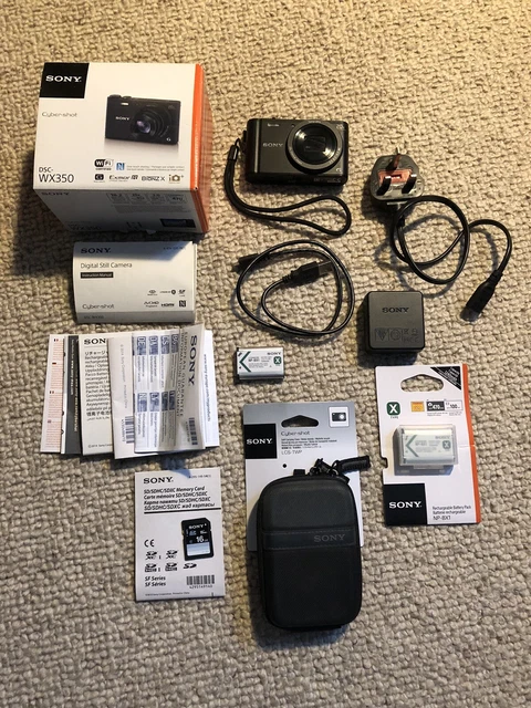 Sony Cyber-shot DSC-WX350 18.2MP Digital Camera (Black) + Case, SD Card, Battery