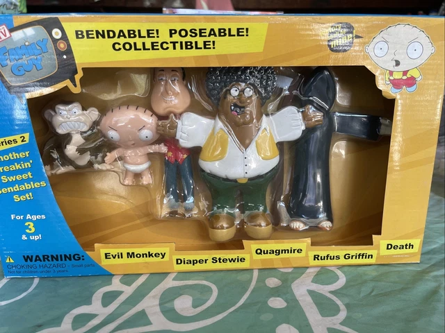 Family Guy Bendable Set 2005 (Evil Monkey, Stewie, Rufus, Quagmire, Death Family Guy Bendable Set 2005 (Evil Monkey, Stewie, Rufus, Quagmire, Death