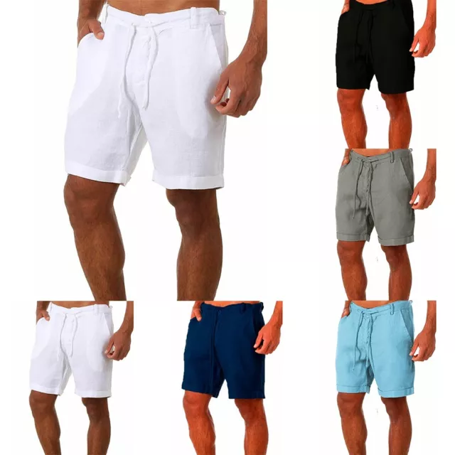 Short décontracté d'été pour hommes ample pantalon en lin en coton taille é