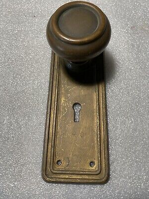 Antique  Art Deco Pressed Brass Victorian DoorKnob And  Backplate 2