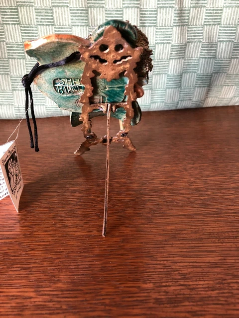 RAKU Ceramic MAUI ANGEL Handmade by Sherrie Barnhard With Gold Stand 2