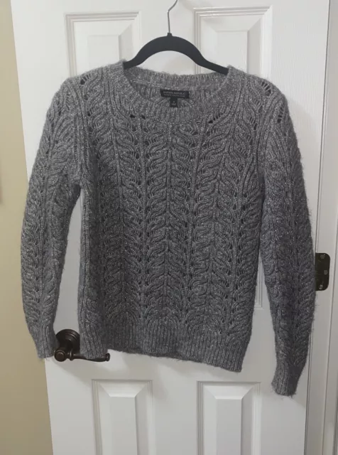 NWT J Crew S Wool Blend Crewneck Sweater Gray And Gold Glitter Crew Neck