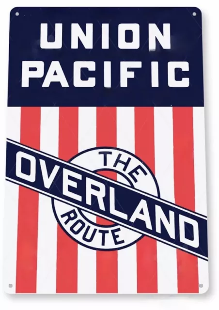 Union Pacific Tin Sign Railroad History The Overland Route Nc To Chicago Flyer