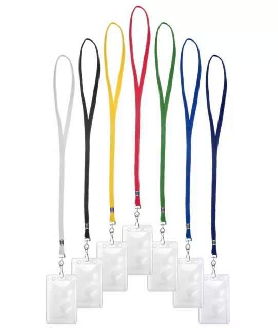 Ausweishüllen transparent vertikal mit 10 mm Schlüsselband Lanyard für Ausweise