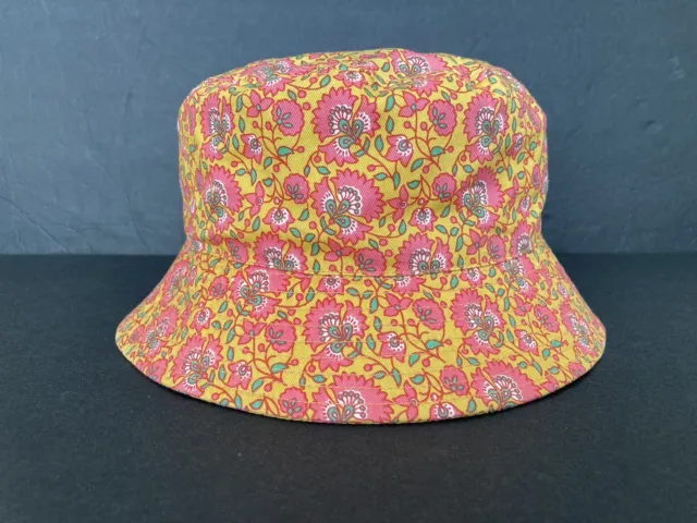 Club Med. Womens Sun Hat Bucket Pink & Yellow Flowers