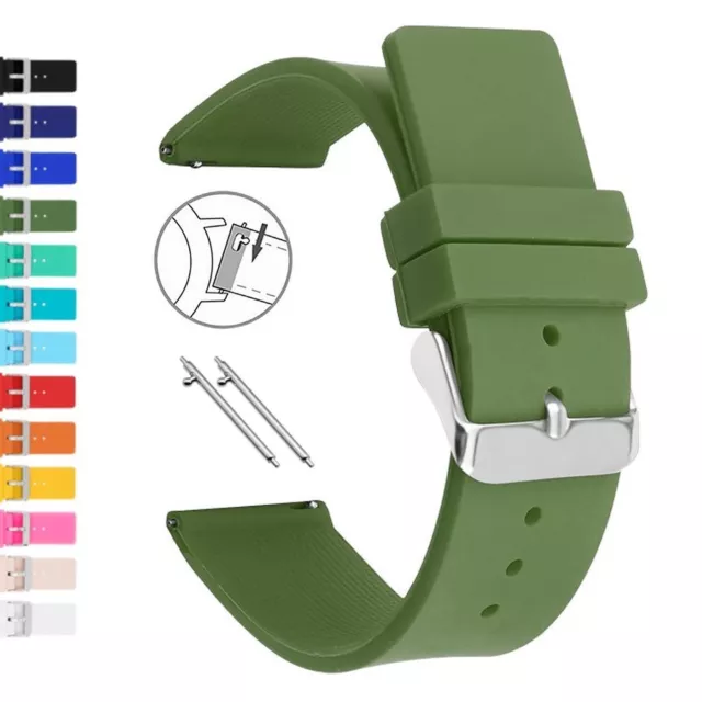 Silikon Uhren Ersatz Armband Gummi Band Armbanduhr 16 | 18 | 20 | 22 | 24 mm