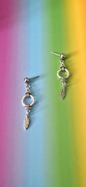Silver Naval Feather Stud Earrings