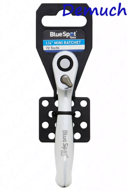 BlueSpot Socket Mini Stubby Ratchet Handle Quick Release 72 Teeth 1/4"