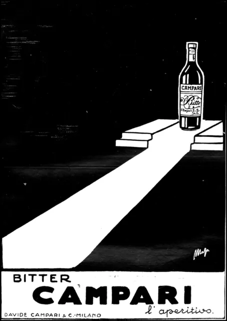 Pubblicita' 1930 Campari Bitter Aperitivo Drink Bar Bottiglia Simbolismo Maga
