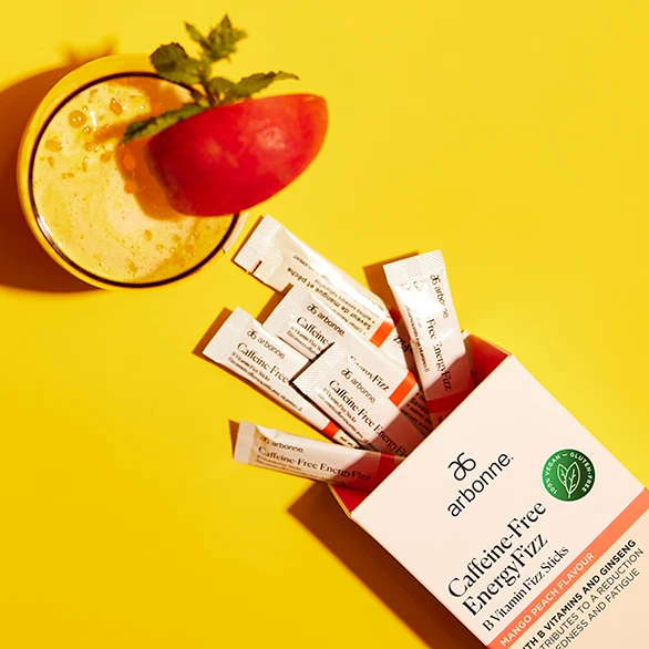 ARBONNE CAFFEINEFREE ENERGYFIZZ Sticks, Mango Peach Flavour x30