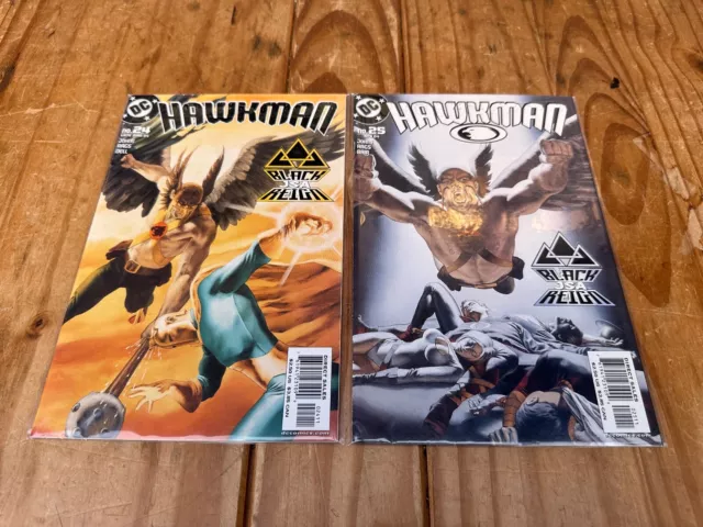 2x DC Hawkman Comic #24 #25 (JSA Black Reign) Johns | Rags | Dell - Both Sleeved