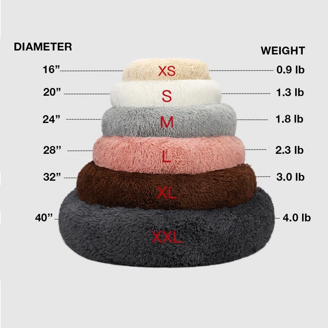 Donut Plush Pet Dog Cat Bed Fluffy Soft Warm Calming Bed Sleeping Kennel Nest 8