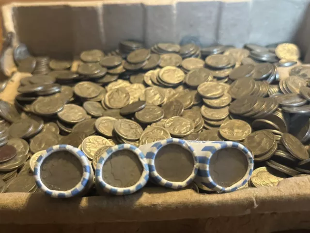 Roll Of Buffalo Nickels 40 Coins With Liberty ‘V’ Nickel End Coin On Both Sides!