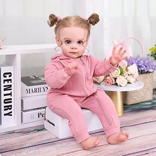 UK 22" Reborn Baby Dolls Real Lifelike Body Vinyl Silicone Newborn Girl Toddler 2
