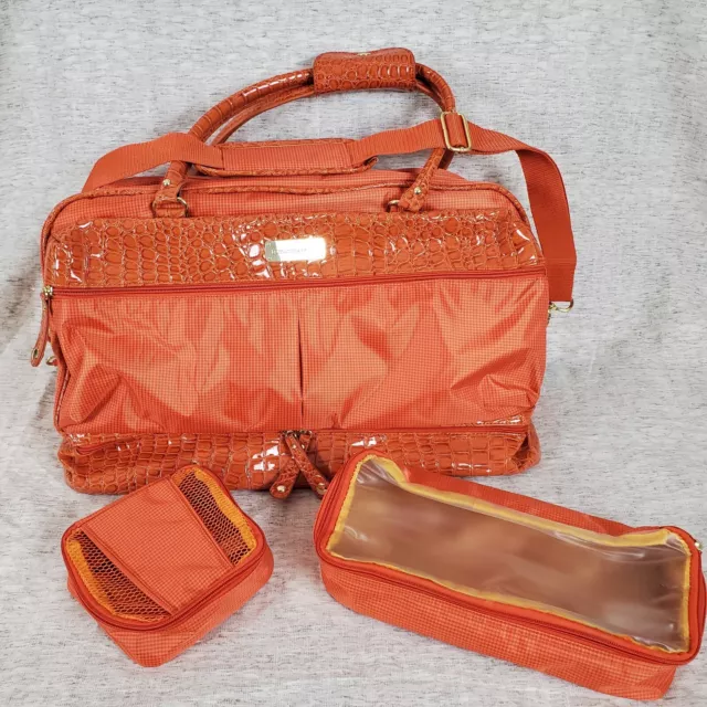 Samantha Brown Large Travel Bag Carry On Luggage Croco Embossed 3 piece set