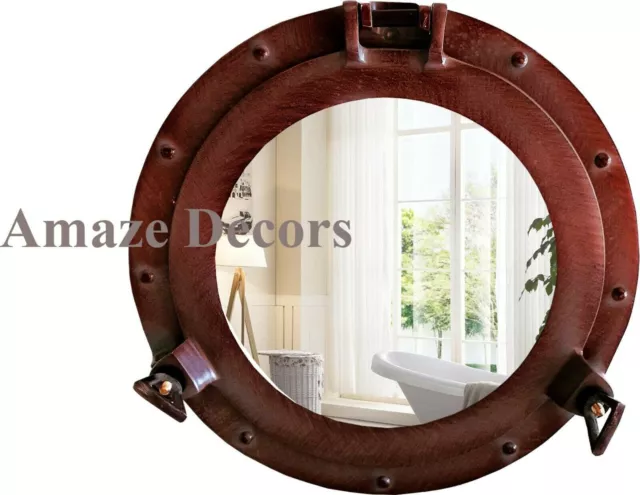 Antik Messing 17 " Bullauge Nautisch Maritim Schiff Boot Wand Spiegel Wohndeko