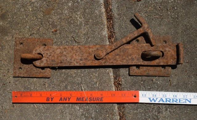 Vtg Hand Forged 18" Iron Gate Latch Barn Door Antique Primitive Farm Hardware #1