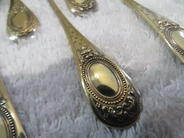 Gorgeous late 19th c French 950 gilded silver 12 coffee spoons LXVI medallion 3