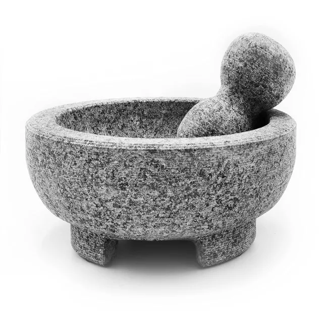 Granite Mortar Pestle Set 8" Natural Stone Grinder for Spices Guacamole Avocado