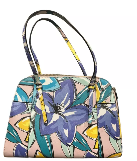 GUESS Women's Huntley Cali Satchel Periwinkle Multi Floral Colorful Handbag New 3