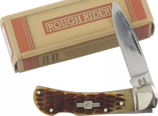 Rough Ryder Amber Jigged Bone Lockback Pocket Knife RR461