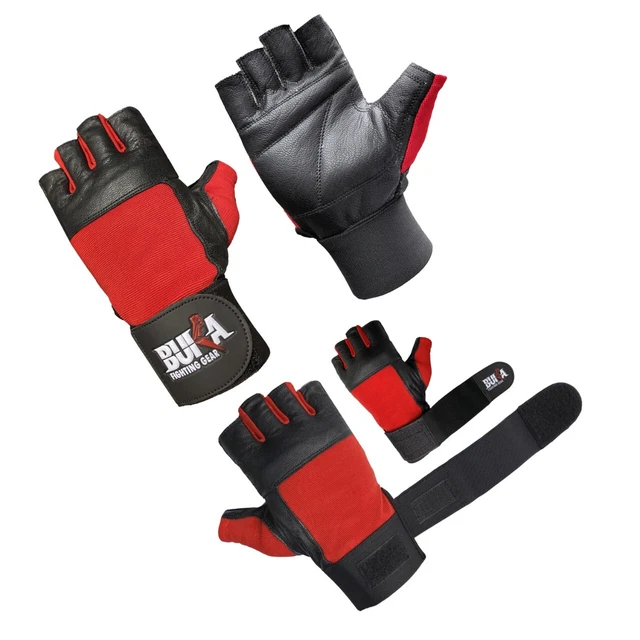 Buka™ Weight Lifting Gym Gloves Body Building Workout Leather New
