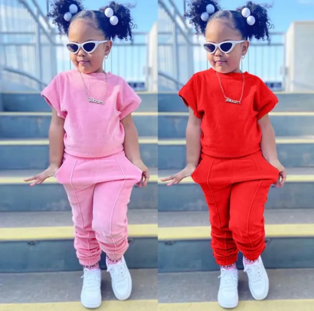 Girls Clothing set fashion T-shirt and pants girls two piece outfit set